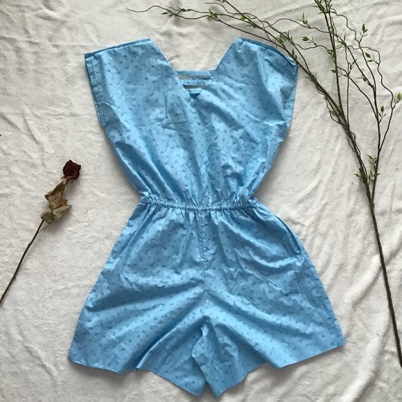 Vintage Handmade Baby Blue Heart Romper - Picture 2 of 6